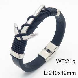 21cm personalized leather rope woven boat anchor genuine leather bracelet