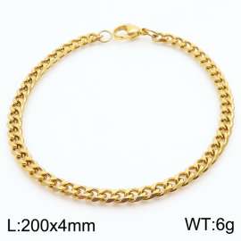 Simple 18k Gold Plated Stainless Steel 4mm Wide Cuban Chain Bracelets
