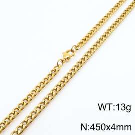 Wholesale Simple 450x4mm Wide Cuban Chain 18k Gold Plated Stainless Steel Necklace Link Choker