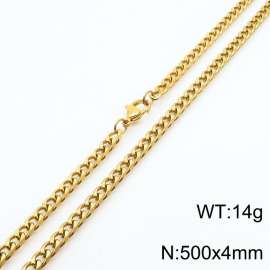 Wholesale Simple 500x4mm Wide Cuban Chain 18k Gold Plated Stainless Steel Necklace Link Choker