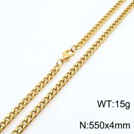 Wholesale Simple 550x4mm Wide Cuban Chain 18k Gold Plated Stainless Steel Necklace Link Choker