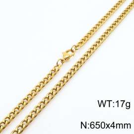 Wholesale Simple 650x4mm Wide Cuban Chain 18k Gold Plated Stainless Steel Necklace Link Choker