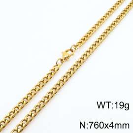 Wholesale Simple 760x4mm Wide Cuban Chain 18k Gold Plated Stainless Steel Necklace Link Choker