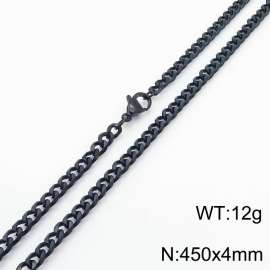 Wholesale Simple 450x4mm Wide Cuban Chain 18k Black Plated Stainless Steel Necklace