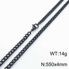 Wholesale Simple 550x4mm Wide Cuban Chain 18k Black Plated Stainless Steel Necklace