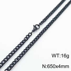 Wholesale Simple 650x4mm Wide Cuban Chain 18k Black Plated Stainless Steel Necklace