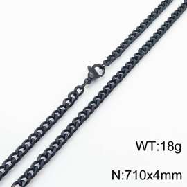 Wholesale Simple 710x4mm Wide Cuban Chain 18k Black Plated Stainless Steel Necklace