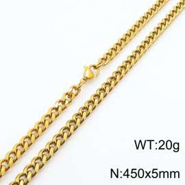 Wholesale Simple 450x5mm Wide Cuban Chain 18k Gold Plated Stainless Steel Necklace Link Choker