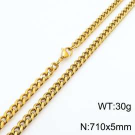 Wholesale Simple 710x5mm Wide Cuban Chain 18k Gold Plated Stainless Steel Necklace Link Choker