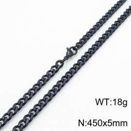 Wholesale Simple 450x5mm Wide Cuban Chain 18k Black Plated Stainless Steel Necklace