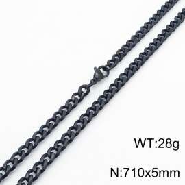 Wholesale Simple 710x5mm Wide Cuban Chain 18k Black Plated Stainless Steel Necklace