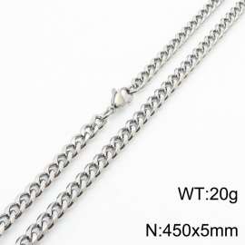 Wholesale Simple 450x5mm Wide Cuban Chain Stainless Steel Necklace Link Choker Jewelry