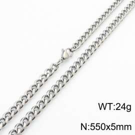 Wholesale Simple 550x5mm Wide Cuban Chain Stainless Steel Necklace Link Choker Jewelry