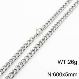 Wholesale Simple 600x5mm Wide Cuban Chain Stainless Steel Necklace Link Choker Jewelry