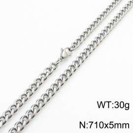 Wholesale Simple 710x5mm Wide Cuban Chain Stainless Steel Necklace Link Choker Jewelry