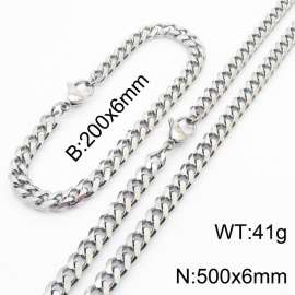 Stainless steel Cuban bracelet necklace set for men and women