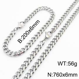 Stainless steel Cuban bracelet necklace set for men and women