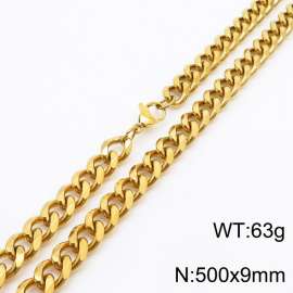 500x9mm Stainless Steel Cuban Necklace for Men and Women