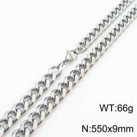 550x9mm Stainless Steel Cuban Necklace for Men and Women