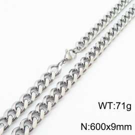 600x9mm Stainless Steel Cuban Necklace for Men and Women