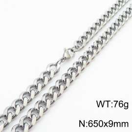 650x9mm Stainless Steel Cuban Necklace for Men and Women