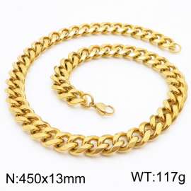 450X13mm Cuban Chain Stainless Steel Men's Necklace Party Jewelry