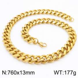 760X13mm Cuban Chain Stainless Steel Men's Necklace Party Jewelry