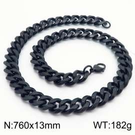 760X13mm Cuban Chain Stainless Steel Men's Necklace Party Jewelry