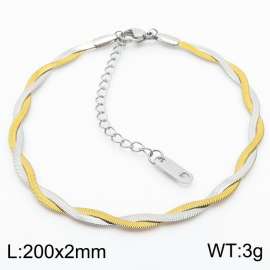 200x2mm Stainless Steel Braided Herringbone Necklace for Women