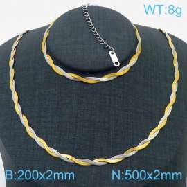 Stainless Steel Braided Herringbone Necklace Set for Women