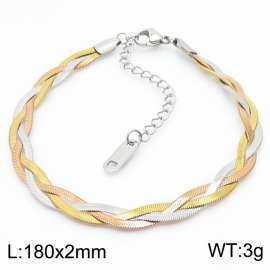 180x2mm Stainless Steel Braided Herringbone Necklace for Women