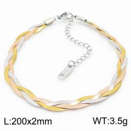200x2mm Stainless Steel Braided Herringbone Necklace for Women