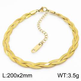 200x2mm Stainless Steel Braided Herringbone Necklace for Women Gold