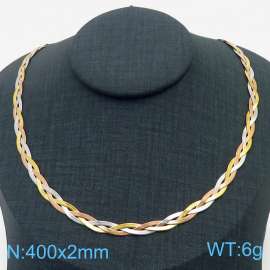 400x2mm Stainless Steel Braided Herringbone Necklace for Women