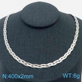 400x2mm Stainless Steel Braided Herringbone Necklace for Women Silver