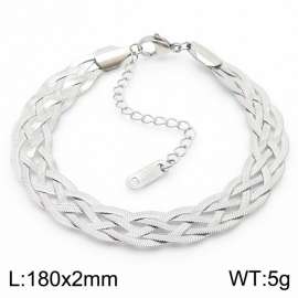 180x2mm Stainless Steel Braided Herringbone Necklace for Women Silver