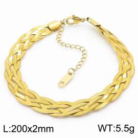 200x2mm Stainless Steel Braided Herringbone Necklace for Women Gold