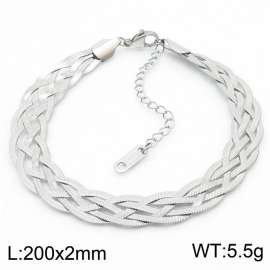 200x2mm Stainless Steel Braided Herringbone Necklace for Women Silver
