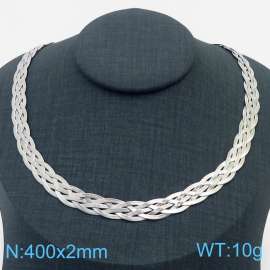 400x2mm Stainless Steel Braided Herringbone Necklace for Women Silver