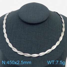 450x2.5mm Stainless Steel Braided Herringbone Necklace for Women Silver
