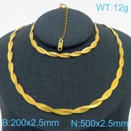 Stainless Steel Braided Herringbone Necklace for Women Gold