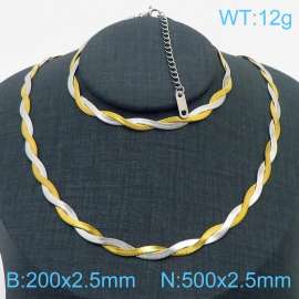 Stainless Steel Braided Herringbone Necklace for Women