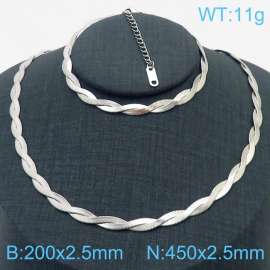 Stainless Steel Braided Herringbone Necklace for Women Silver