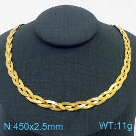 450x2.5mm Stainless Steel Braided Herringbone Necklace for Women Gold