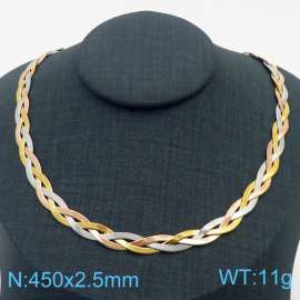 450x2.5mm Stainless Steel Braided Herringbone Necklace for Women