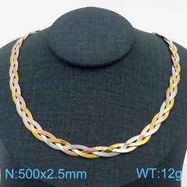 500x2.5mm Stainless Steel Braided Herringbone Necklace for Women