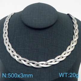 500x3mm Stainless Steel Braided Herringbone Necklace for Women Silver