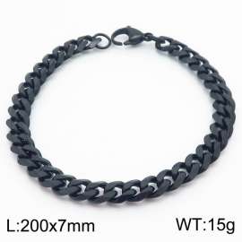 7mm Fashion Steel Black Men's Cuban Bracelet