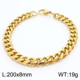 8mm Fashion Steel Gilded Men's Cuban Bracelet