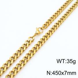 7mm 45cm stylish and minimalist stainless steel gold Cuban chain necklace